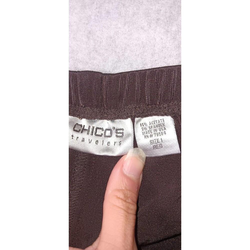 Chicos Travelers Slinky Pants Womens Size 1 Chocolate Brown Travelers Collection - Picture 2 of 10